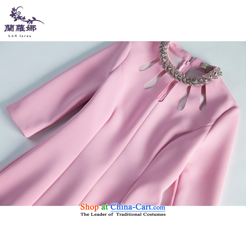In the women's prey pink dresses dresses 2015 autumn and winter manually staple Pearl Diamond Engraving sexy 7 Annual Gala cuff bridesmaid pink L/165, Sau San video thin, the prey shopping on the Internet has been pressed.