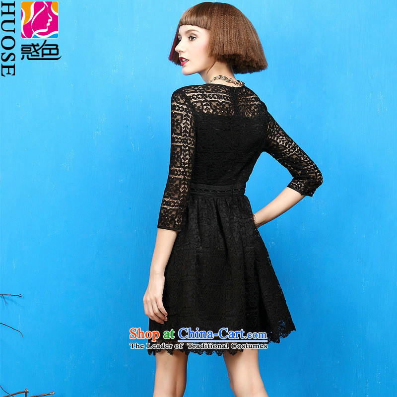 Sexy And Dangerous color lace dresses 2015 autumn and winter new products temperament black dress bridesmaid services high in forming the waist Sau San cuff and confusing, L, black women skirt color , , , shopping on the Internet