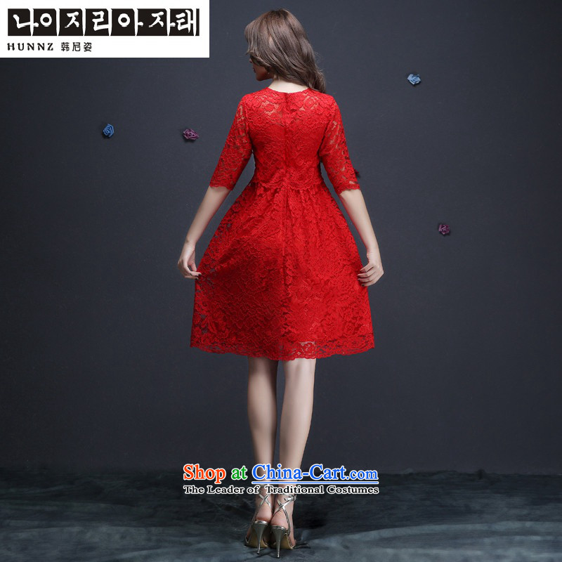 Name of the new 2015 hannizi Korean style spring and summer stylish Service Bridal wedding dresses drink red field of Korea, L, red shoulder Gigi Lai (hannizi) , , , shopping on the Internet