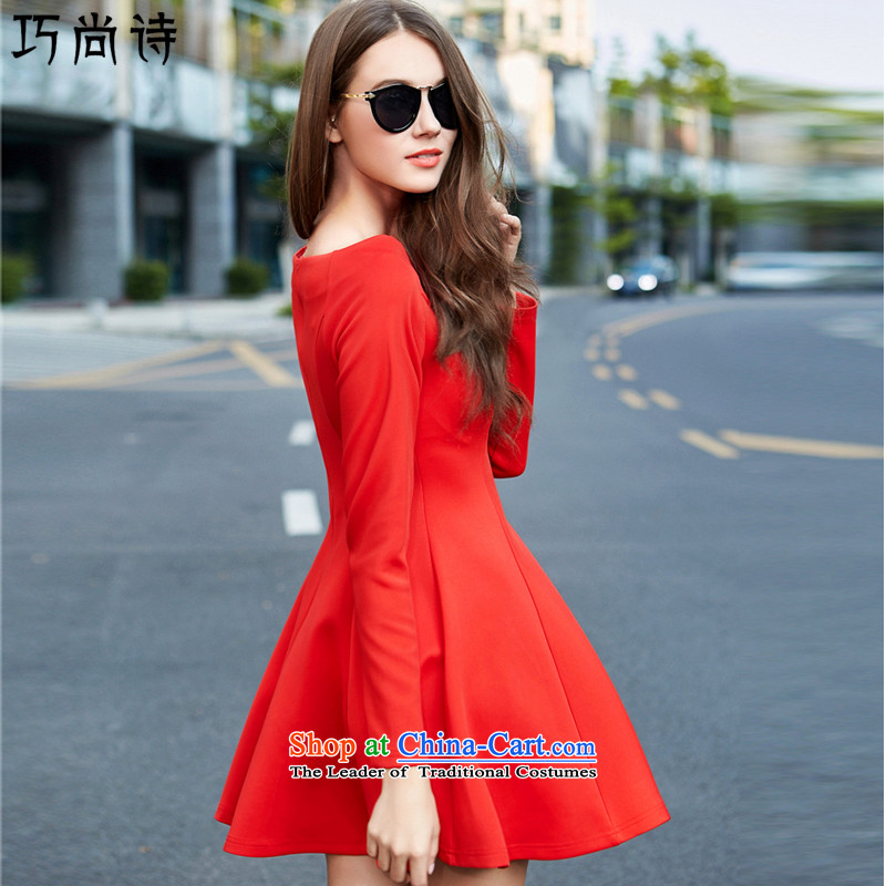 Are there in the autumn of 2015, poetry new small incense winds decode one field for a small increase in the cuff to the black skirt Sheikh small black skirt dress 8826 Red XXXL, form yet poem) , , , (QIAOSHANGSHI shopping on the Internet