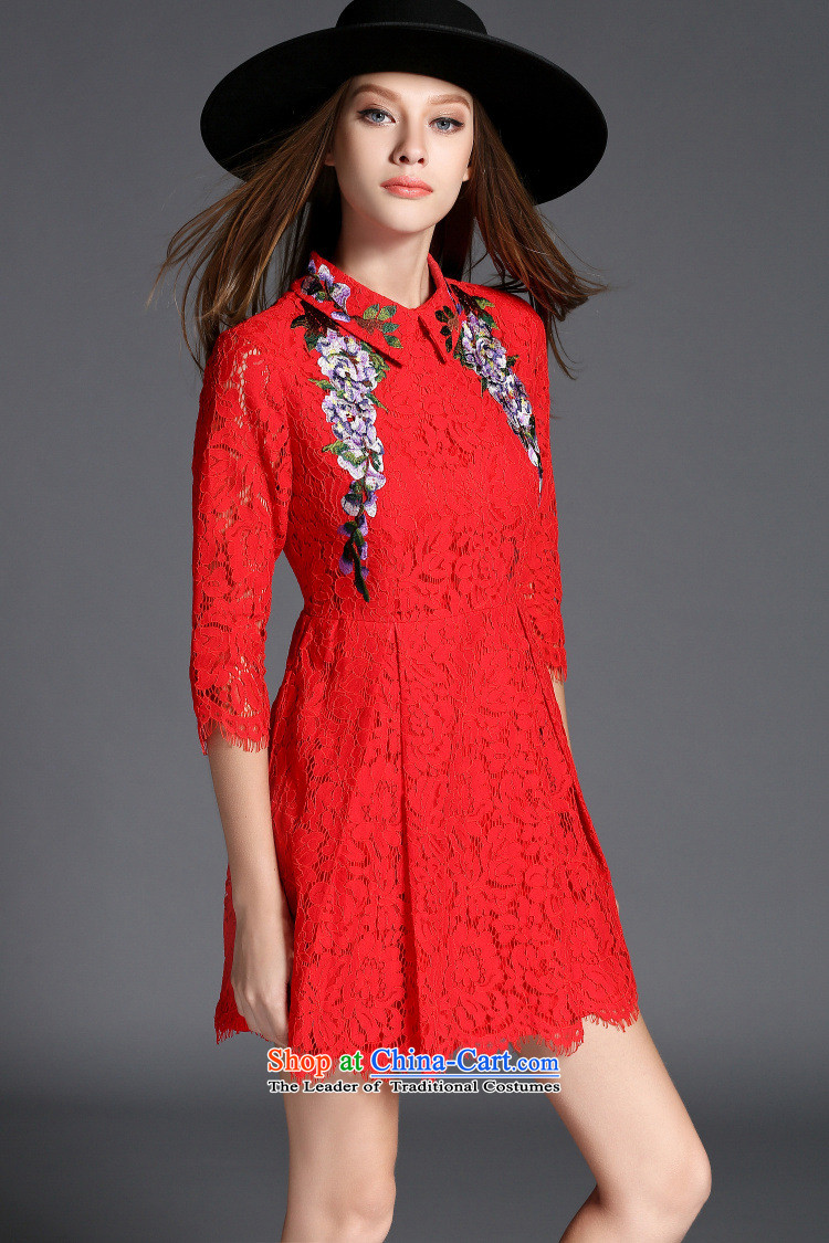 The OSCE Poetry Film 2015 autumn and winter new Lace Embroidery Fifth Cuff Positioning Sau San dress dresses bows services under the auspices of the lift mast mount married women A skirt red L picture, prices, brand platters! The elections are supplied in the national character of distribution, so action, buy now enjoy more preferential! As soon as possible.