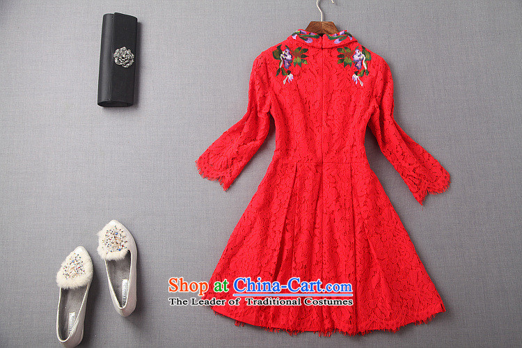 The OSCE Poetry Film 2015 autumn and winter new Lace Embroidery Fifth Cuff Positioning Sau San dress dresses bows services under the auspices of the lift mast mount married women A skirt red L picture, prices, brand platters! The elections are supplied in the national character of distribution, so action, buy now enjoy more preferential! As soon as possible.