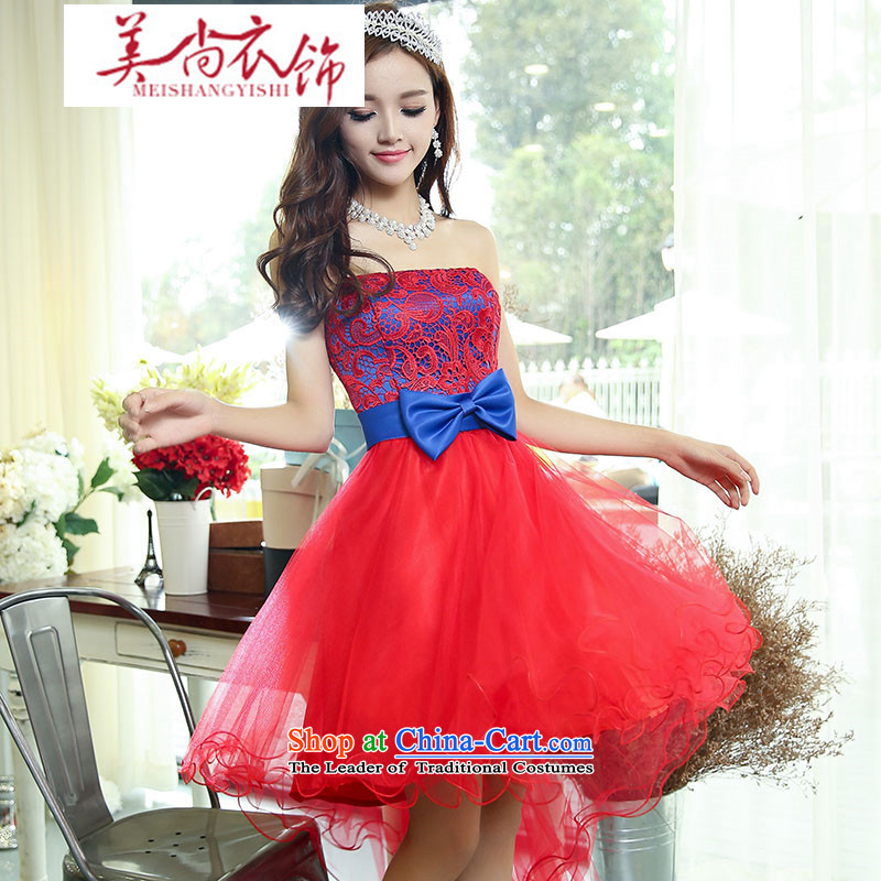 The United States is still clothing 2015 new stylish Sau San lace bridesmaid dinner serving pure color bon bon skirt large tie band anointed chest Female dress purple M us yet clothing shopping on the Internet has been pressed.