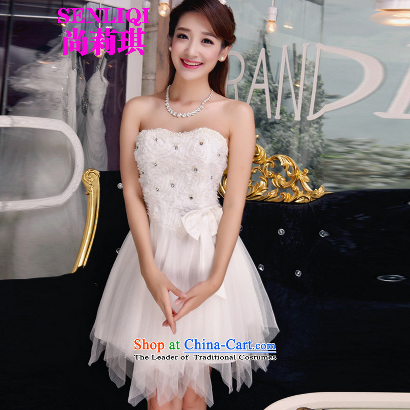 Yet Liqi?autumn 2015 new bare shoulders and stylish lace dresses temperament Sau San booking pearl dresses small dress bridesmaid services 958 White?M