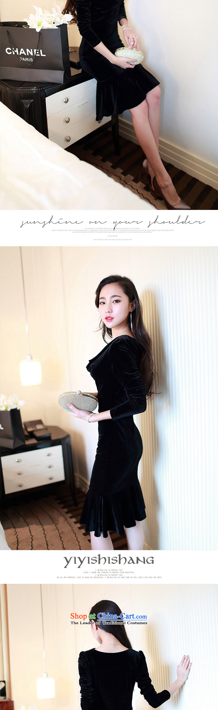 Note 2015 autumn and winter 婳 load new Korean female aristocratic temperament elegant beauty heap heap collar billowy flounces sexy skirt long skirt deep purple S picture, prices, brand platters! The elections are supplied in the national character of distribution, so action, buy now enjoy more preferential! As soon as possible.
