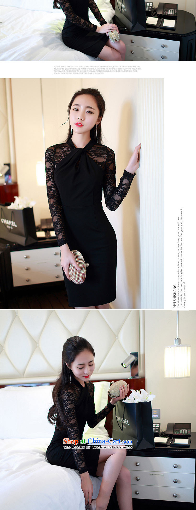 Note 2015 autumn and winter 婳 load new Korean women OL sexy fluoroscopy lace stitching hang also engraving sexy dresses of the forklift truck black dress S picture, prices, brand platters! The elections are supplied in the national character of distribution, so action, buy now enjoy more preferential! As soon as possible.