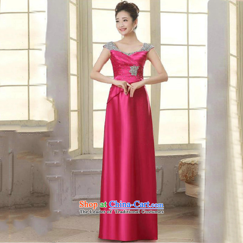 Naoji a marriages bows bridesmaid evening dress banquet moderator dress female marriages long service in 8266 followed the RED M naoji a , , , shopping on the Internet