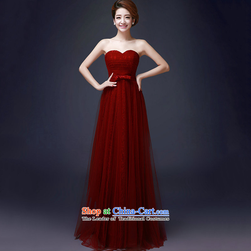 Yet, a new paragraph long autumn wedding red wedding dress lace anointed chest Sau San Bridal Services 8267 bows wine red XXL, naoji a , , , shopping on the Internet