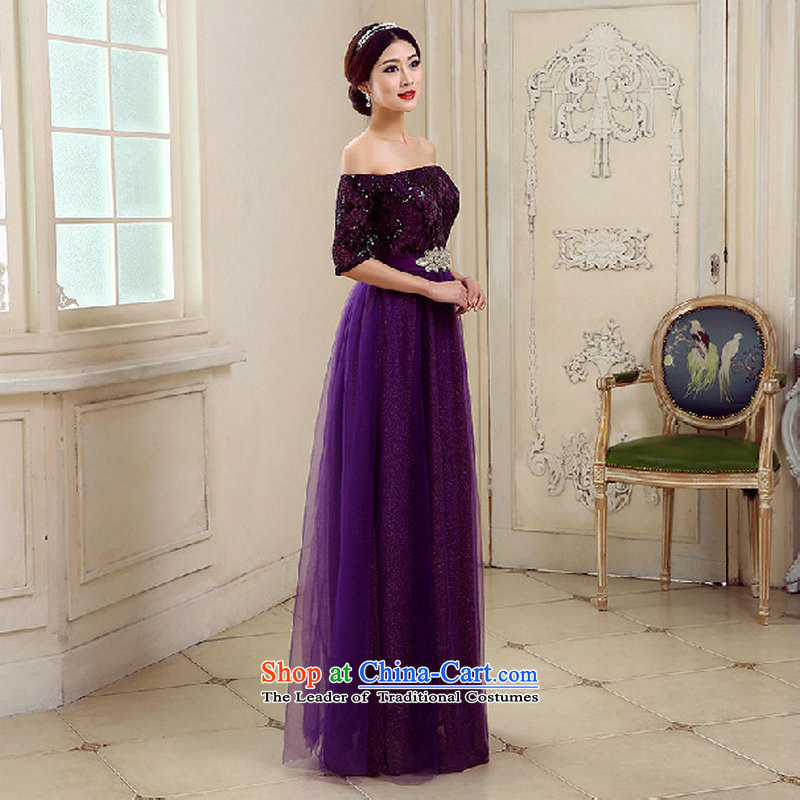 Optimize the word Hong-shoulder 2015 Annual Dinner of the new drink back show moderator long evening dresses lg9580 purple , L, Optimize Hong shopping on the Internet has been pressed.