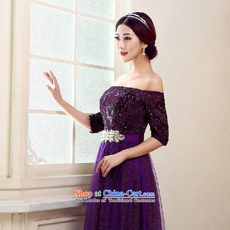 Optimize the word Hong-shoulder 2015 Annual Dinner of the new drink back show moderator long evening dresses lg9580 purple , L, Optimize Hong shopping on the Internet has been pressed.