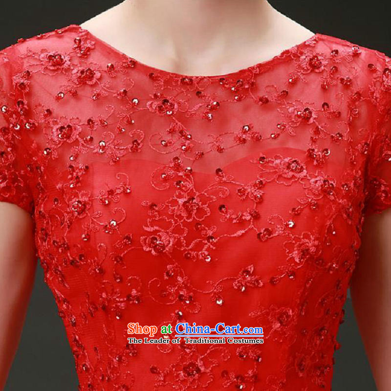 Naoji a marriages bows services qipao new long crowsfoot retro Red Dress Sau San banquet 8268 Red XXL, naoji a , , , shopping on the Internet