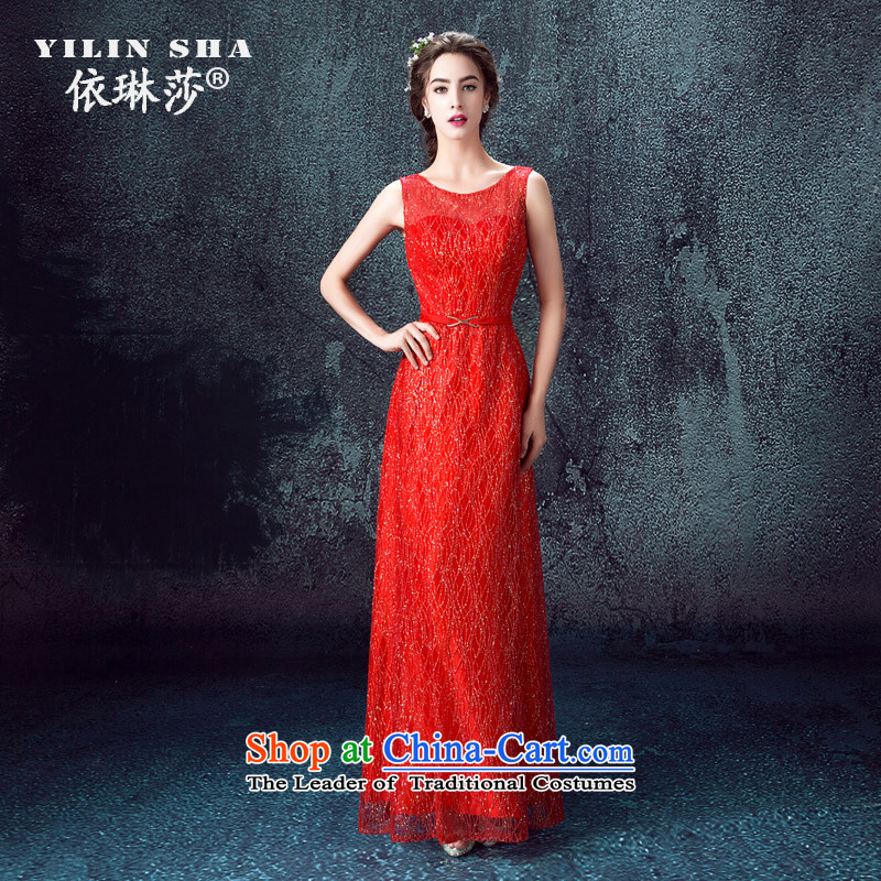 According to Lin Sa 2015 autumn and winter new bride stylish bows services red banquet show will come on-chip crowsfoot evening dresses according to Lin Sha red, L, , , , shopping on the Internet