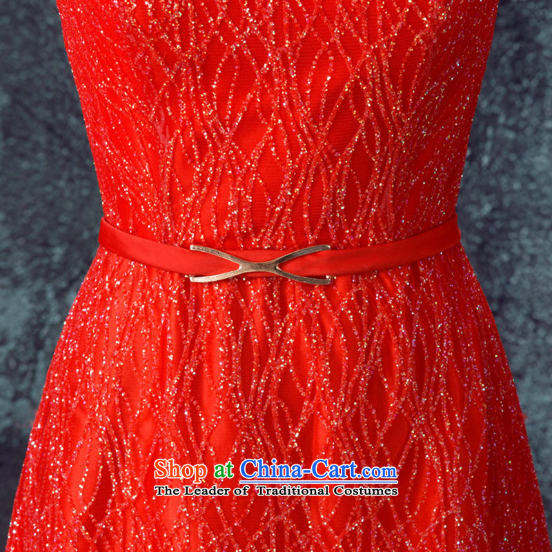 According to Lin Sa 2015 autumn and winter new bride stylish bows services red banquet show will come on-chip crowsfoot evening dresses according to Lin Sha red, L, , , , shopping on the Internet