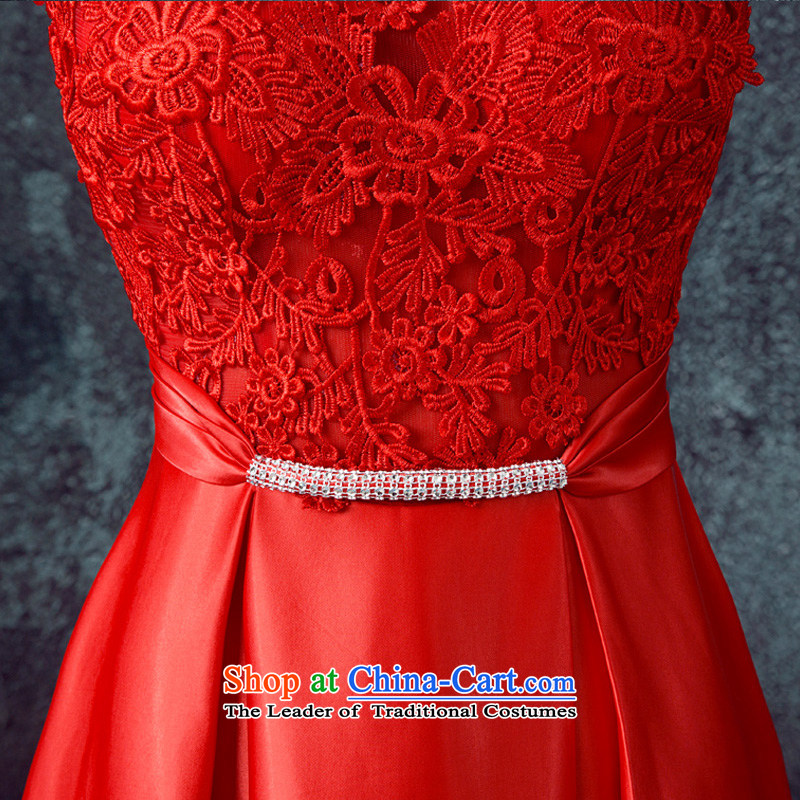 According to Lin Sa 2015 Autumn new marriages bows services evening dresses long shoulders wedding dresses skirts Sau San Red Red XL, according to Lin Sha , , , shopping on the Internet