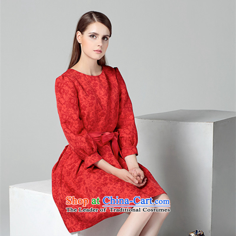 Where Sophie Women 2015 autumn and winter new lady red dress bows to the European site lanterns cuff large dresses RED M wire-soo (SFEISHOW princess) , , , shopping on the Internet