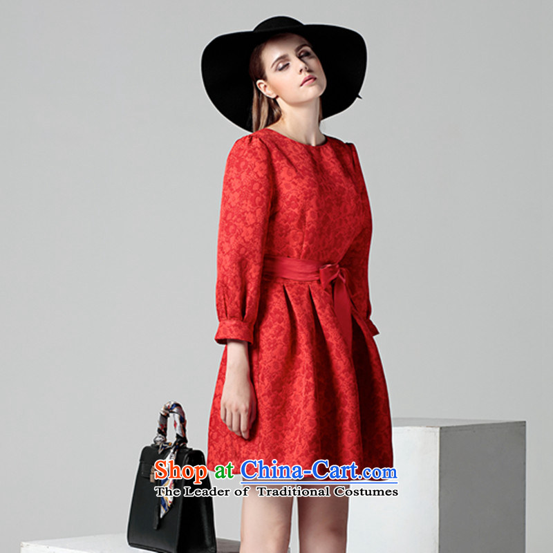 Where Sophie Women 2015 autumn and winter new lady red dress bows to the European site lanterns cuff large dresses RED M wire-soo (SFEISHOW princess) , , , shopping on the Internet