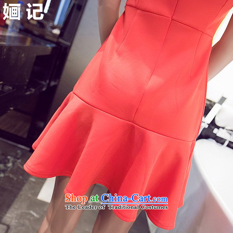 Note 2015 autumn and winter 婳 new western sexy billowy flounces, forming the vest dresses nightclubs and sexy women's dresses evening dresses skirt RED M 婳 Note , , , shopping on the Internet