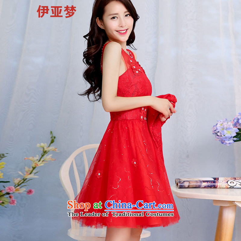 The dream of autumn and winter jackets red dress video thin lace Sau San bows dress bride with two-piece banquet annual meeting of Bahia, L, Red Dress Dream , , , shopping on the Internet