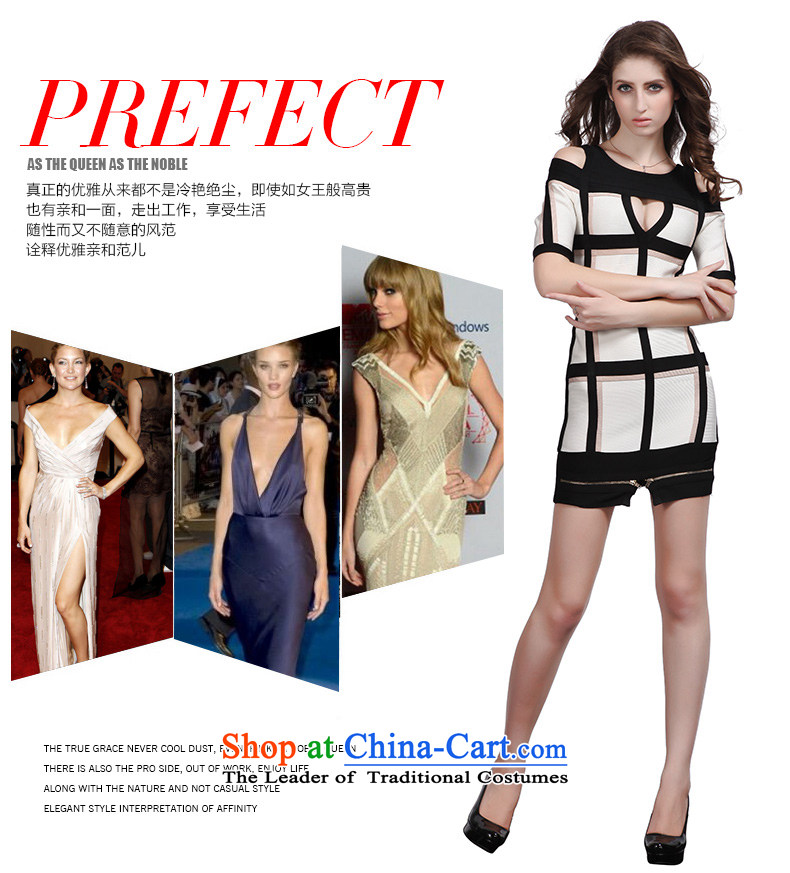 Hua Qi Avandia, spring and summer and sexy bare shoulders and engraving package stylish grid control short of Sau San bandages dresses black and white checkered picture L, prices, brand platters! The elections are supplied in the national character of distribution, so action, buy now enjoy more preferential! As soon as possible.