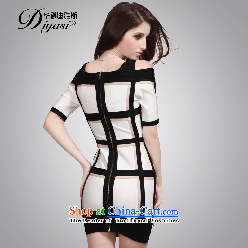 Hua Qi Avandia, spring and summer and sexy bare shoulders and engraving package stylish grid control short of Sau San bandages dresses black and white checkered , L, Wah Kee Avandia, , , , shopping on the Internet