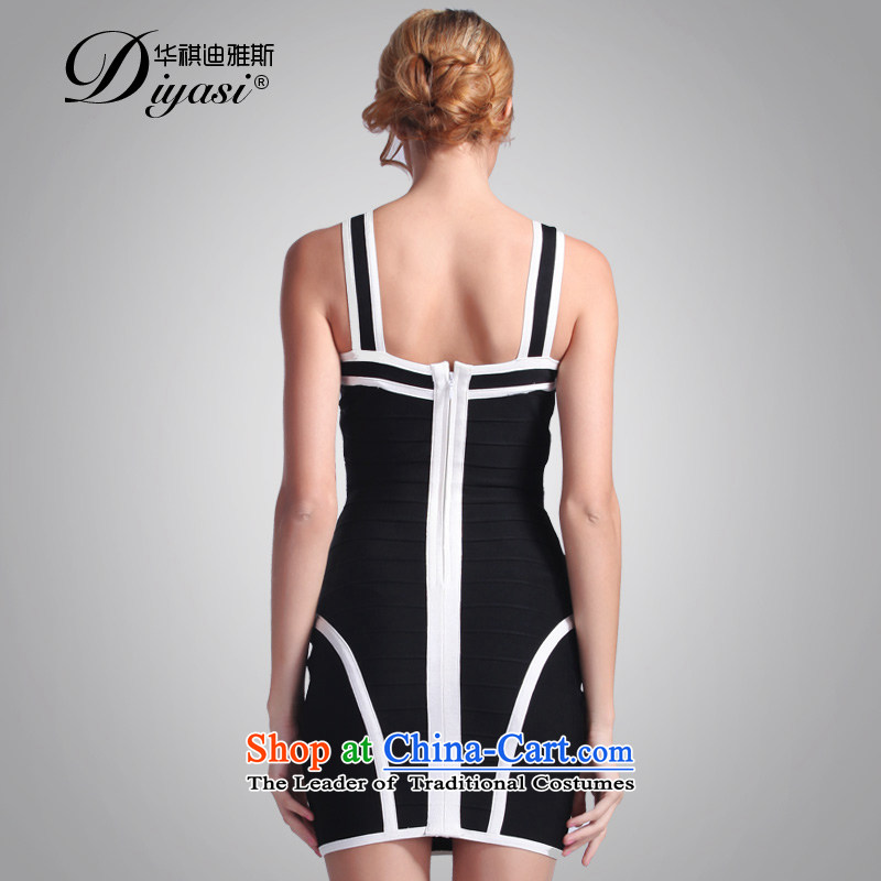 China regards, stylish black-and-white Avandia, stitching strap small dress cosmopolitian graphics annual gathering of thin bandages dresses black XS, Wah Kee Avandia, , , , shopping on the Internet
