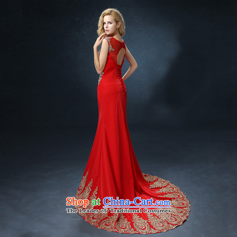 Toasting champagne wedding dress uniform new 2015 Long Tail dress bride dress crowsfoot marriage summer tail red S,oco,,, shopping on the Internet
