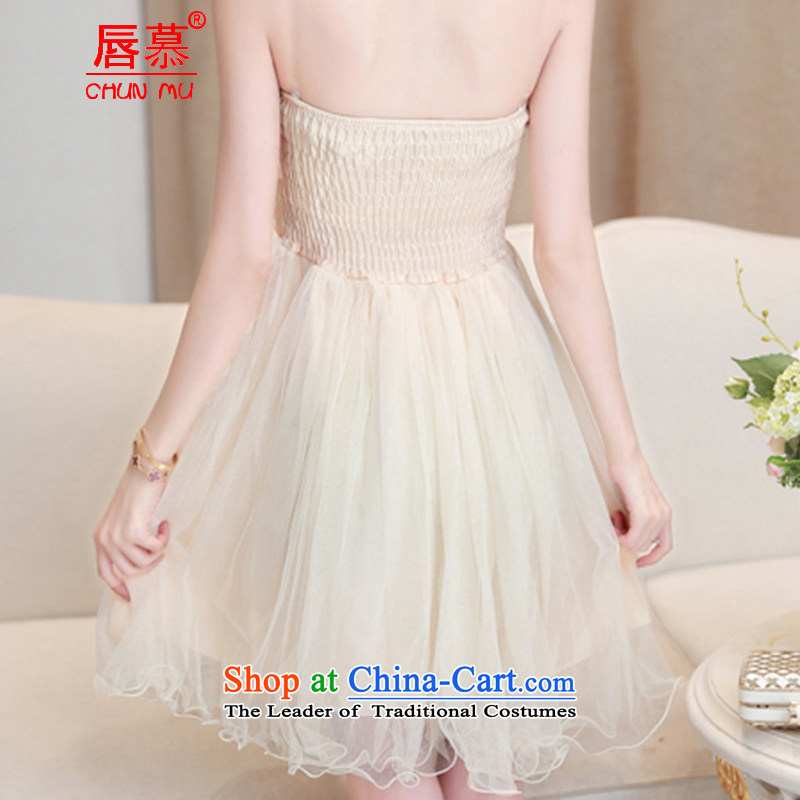The 2015 summer lip new dresses and sexy engraving strap bare shoulders lace dresses and sisters Services White M lip (CHUNMU) , , , the shopping on the Internet