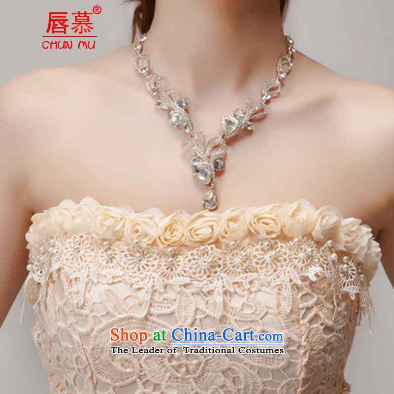 The 2015 summer lip dresses manually staple pearl diamond temperament and Sau San groups chest bridesmaid dress skirt white L, the (CHUNMU lip) , , , shopping on the Internet