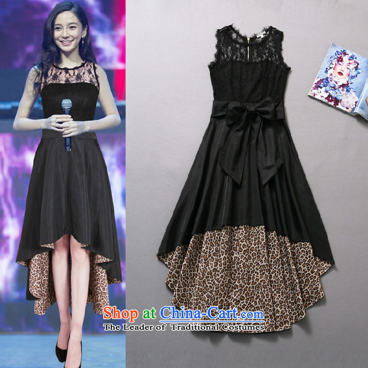 First Xuan 2015 Europe Cheuk-yan at the new wing of the same star Yang sexy lace stitching leopard dresses dress black M picture, prices, brand platters! The elections are supplied in the national character of distribution, so action, buy now enjoy more preferential! As soon as possible.