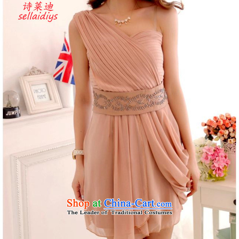 Ms Elsie Leung at the summer 2015 bridesmaid Dress Short of small dress marriages bows services Beveled Shoulder bridesmaid to bare pink. S poem Randy sellai@diys) , , , shopping on the Internet