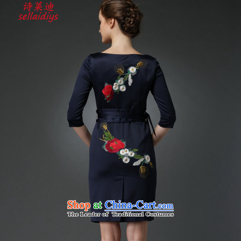 At 2015 Autumn poem new noble dinner dress cheongsam dress and embroidery. XXL, blue poem Randy sellai@diys) , , , shopping on the Internet