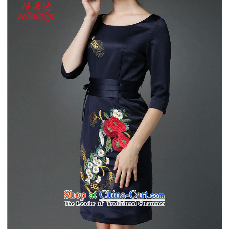At 2015 Autumn poem new noble dinner dress cheongsam dress and embroidery. XXL, blue poem Randy sellai@diys) , , , shopping on the Internet