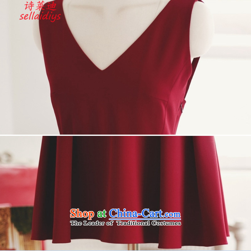 Ms Elsie Leung at 2015 Summer new strap and sexy back deep V-Neck Bow Tie dress dresses nightclubs replacing gift pack deep red. M poem Randy sellai@diys) , , , shopping on the Internet