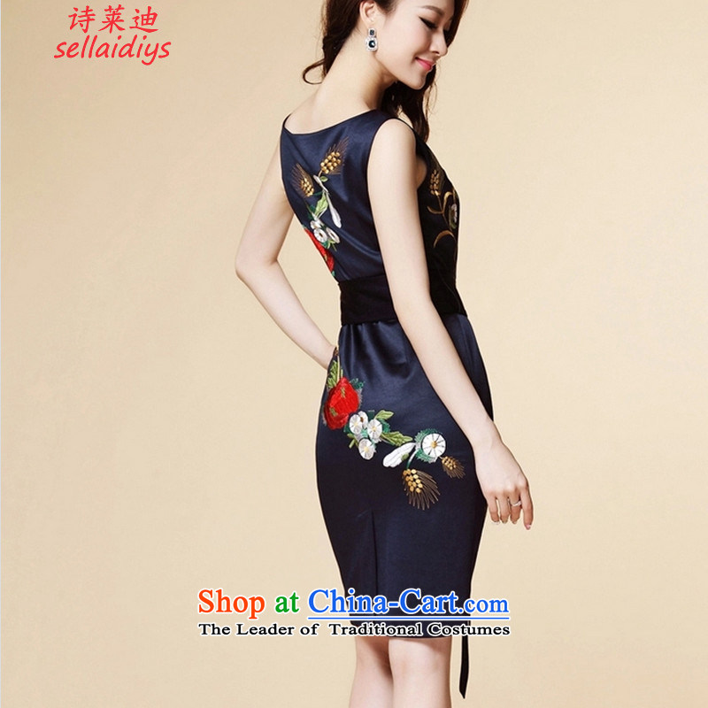 Ms Elsie Leung at 2015 Summer new noble dinner dress embroidery sleeveless dresses possession blue. Ms 3XL, Randy sellai@diys) , , , shopping on the Internet