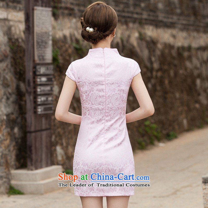 Ms Elsie Leung at the summer 2015 new summer stylish improved cheongsam dress daily video thin qipao gown of Sau San short pink , L, poetry Randy sellai@diys) , , , shopping on the Internet