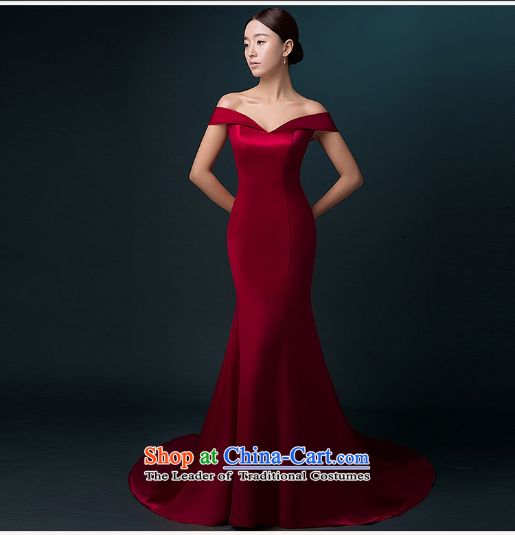 Hillo Lisa (XILUOSHA banquet evening dress) long tail wedding dress a field shoulder satin dress custom bride toasting champagne crowsfoot services fall wine red XL Photo, prices, brand platters! The elections are supplied in the national character of distribution, so action, buy now enjoy more preferential! As soon as possible.