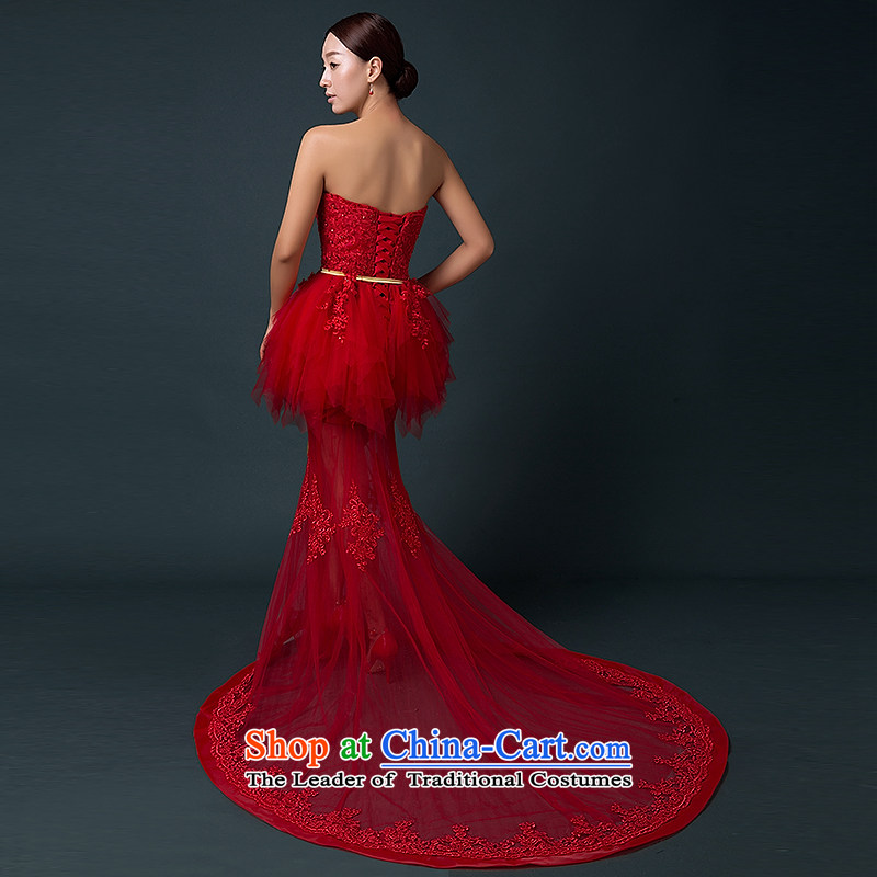 Hillo Lisa (XILUOSHA banquet evening dress) long wedding dress and Chest Service bows tail bride new wedding dresses crowsfoot autumn red tail , L HILLO Lisa (XILUOSHA) , , , shopping on the Internet