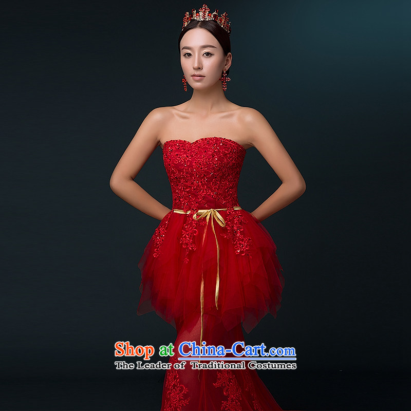 Hillo Lisa (XILUOSHA banquet evening dress) long wedding dress and Chest Service bows tail bride new wedding dresses crowsfoot autumn red tail , L HILLO Lisa (XILUOSHA) , , , shopping on the Internet