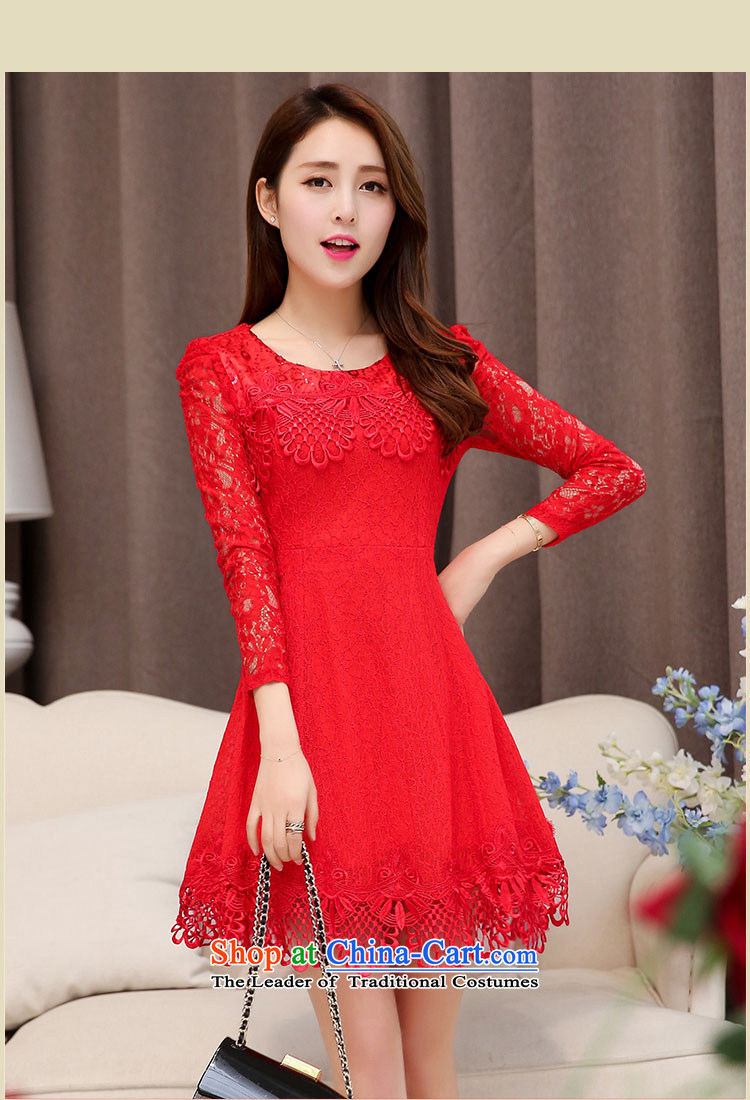 All New 2015 Autumn Ting replacing stylish lace hook spend long-sleeved engraving round-neck collar wedding dresses large decorated in video thin female RED M picture, prices, brand platters! The elections are supplied in the national character of distribution, so action, buy now enjoy more preferential! As soon as possible.