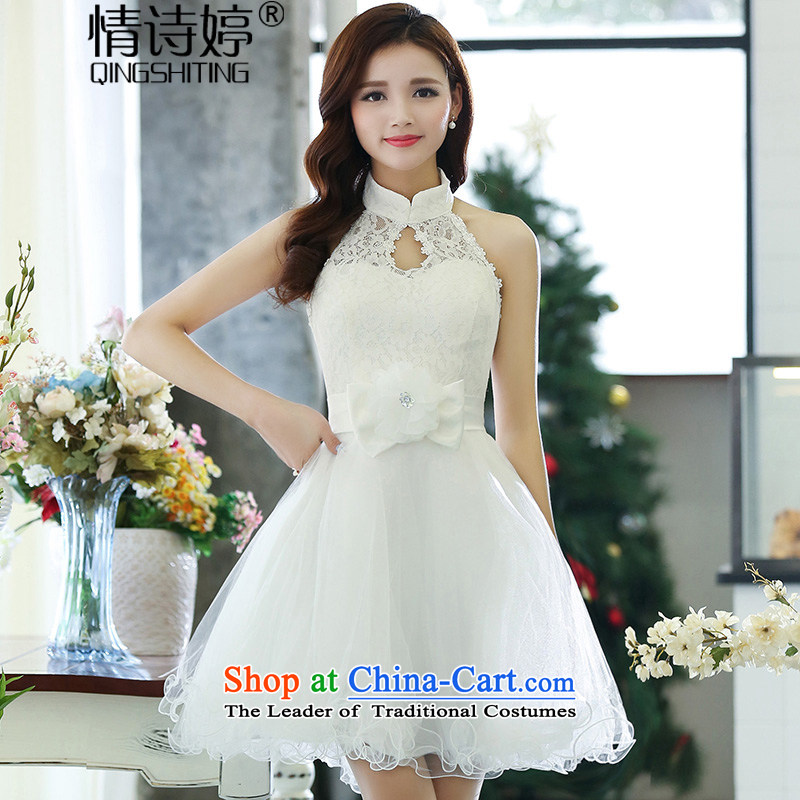 All New 2015 Autumn Ting mount must also shoulder straps, leakage princess bon bon short skirts bridesmaid marriage solemnisation evening dresses lace the yarn stitching dress dresses in red S of female poem QINGSHITING Ting () , , , shopping on the Internet