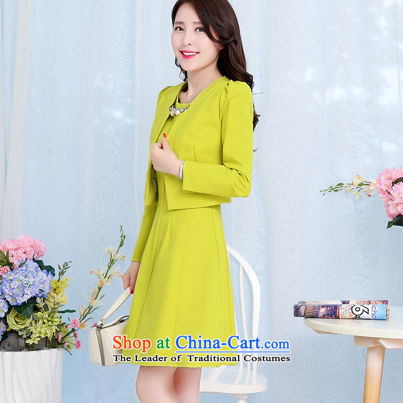 The OSCE to pull oufulo new) Autumn 2015 minimalist solid color pearl garden for Sau San dresses shoulder pad solid color jacket stylish new small dress Qiu Xiang XXXL, green (oufulo to OSCE) , , , shopping on the Internet