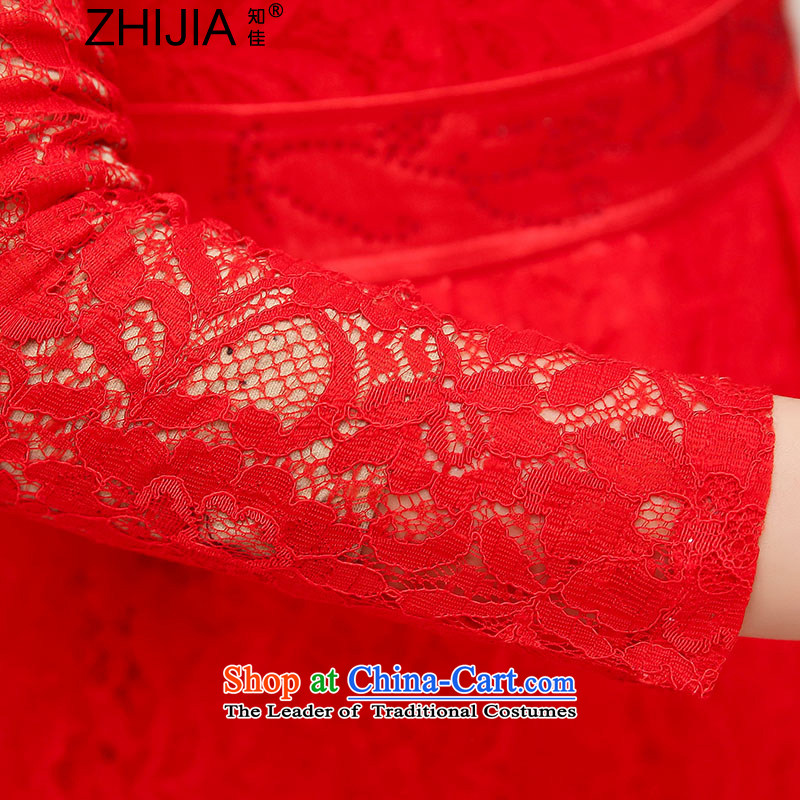 Known Good 2015 new fall inside the trendy lace hook spend long-sleeved engraving qipao collar wedding dresses large decorated in video thin female aristocratic temperament red XL, known good (ZHIJIA) , , , shopping on the Internet
