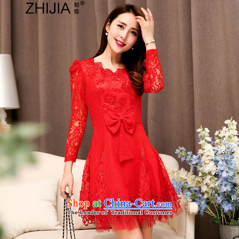 Known Good 2015 new fall inside the trendy lace hook spend engraving ripple for long-sleeved wedding dresses large decorated in video thin female aristocratic temperament RED M aware (ZHIJIA) , , , shopping on the Internet