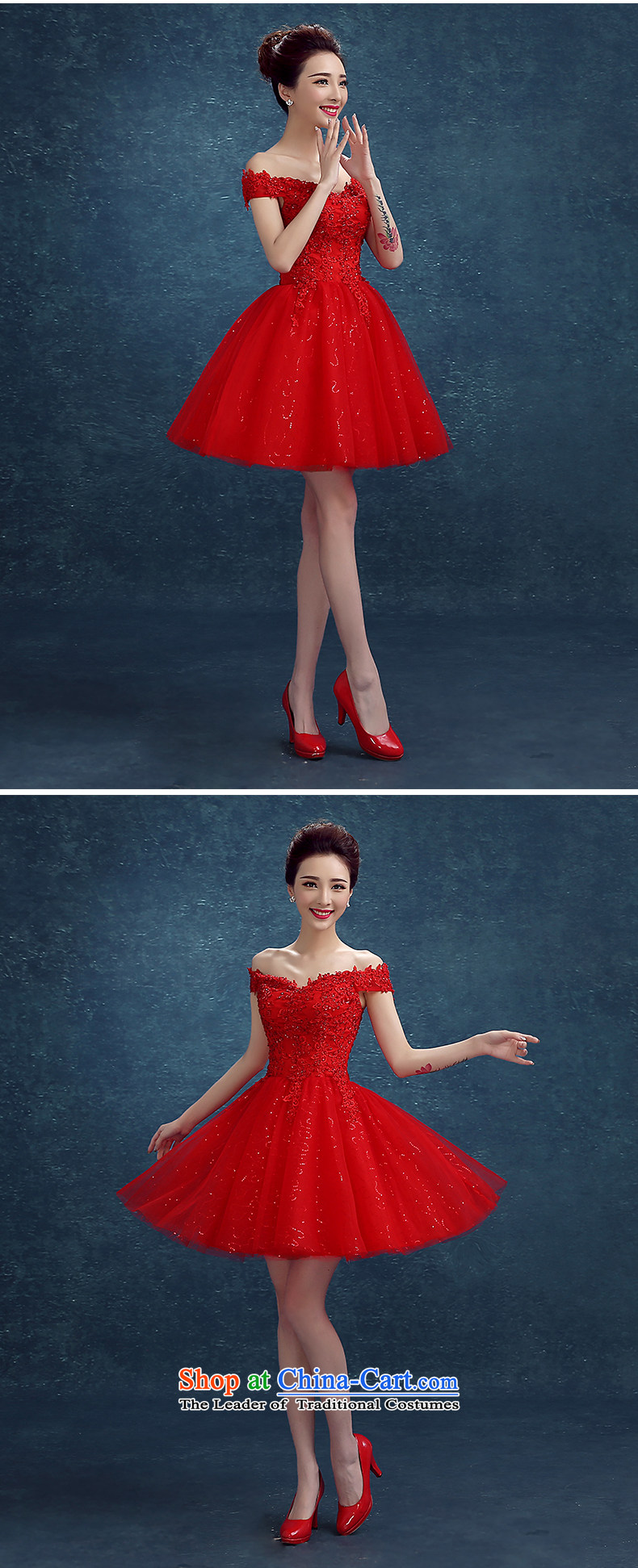 2015 new stylish Red slotted shoulder lace marriage small dress bridesmaid evening dress bride bows service, Red XL Photo, prices, brand platters! The elections are supplied in the national character of distribution, so action, buy now enjoy more preferential! As soon as possible.