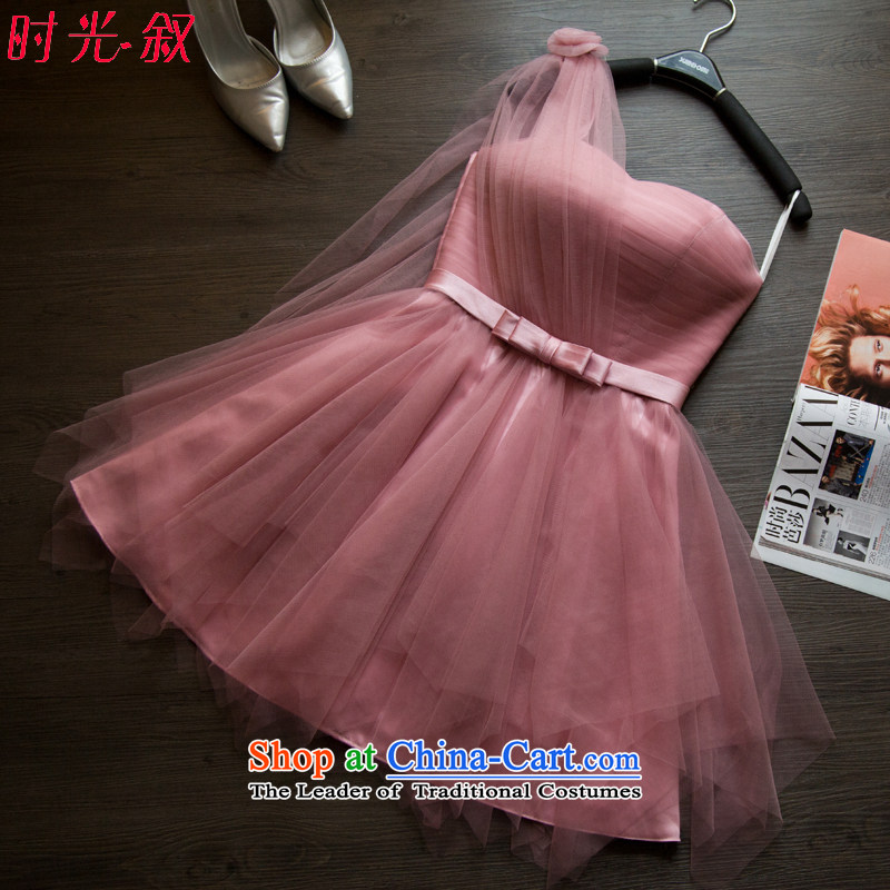 Time bridesmaid dresses Syrian 2015 new bridesmaid services for autumn and winter short video thin bows Service, Bridal bridesmaid sister skirt dress in bare pink?XXL