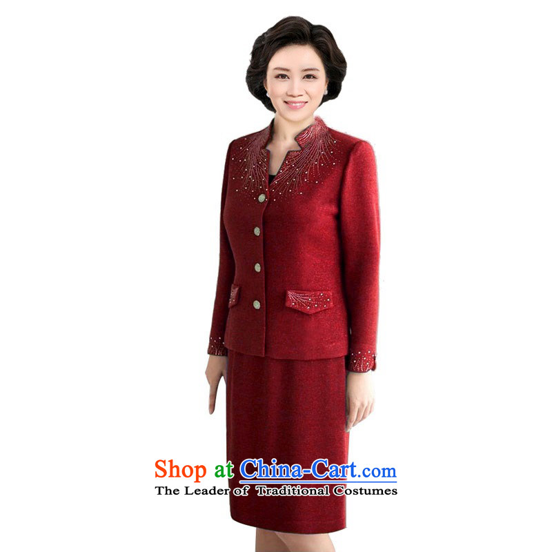 Thick trailing edge of the elderly in the organization of the women's autumn mount kit with large middle-aged 2015 new MOM pack autumn jacket, Red Dress skirt 2XL, thick trailing edge well.... weaving shopping on the Internet