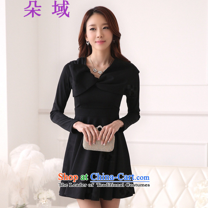 Load the autumn 2015 domain is the new big bow tie code Top Loin of long-sleeved gown dresses J2C150A018 black S