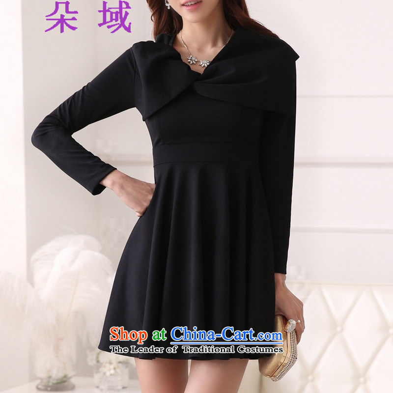 Load the autumn 2015 domain is the new big bow tie code Top Loin of long-sleeved gown dresses J2C150A018 black S, flower domain , , , shopping on the Internet