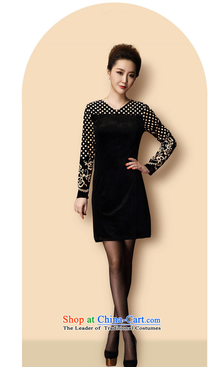A domain for autumn and winter 2015 new moms with Kim velvet long-sleeved dot package and the elderly in the skirt wear dresses T351C06 female black XL Photo, prices, brand platters! The elections are supplied in the national character of distribution, so action, buy now enjoy more preferential! As soon as possible.
