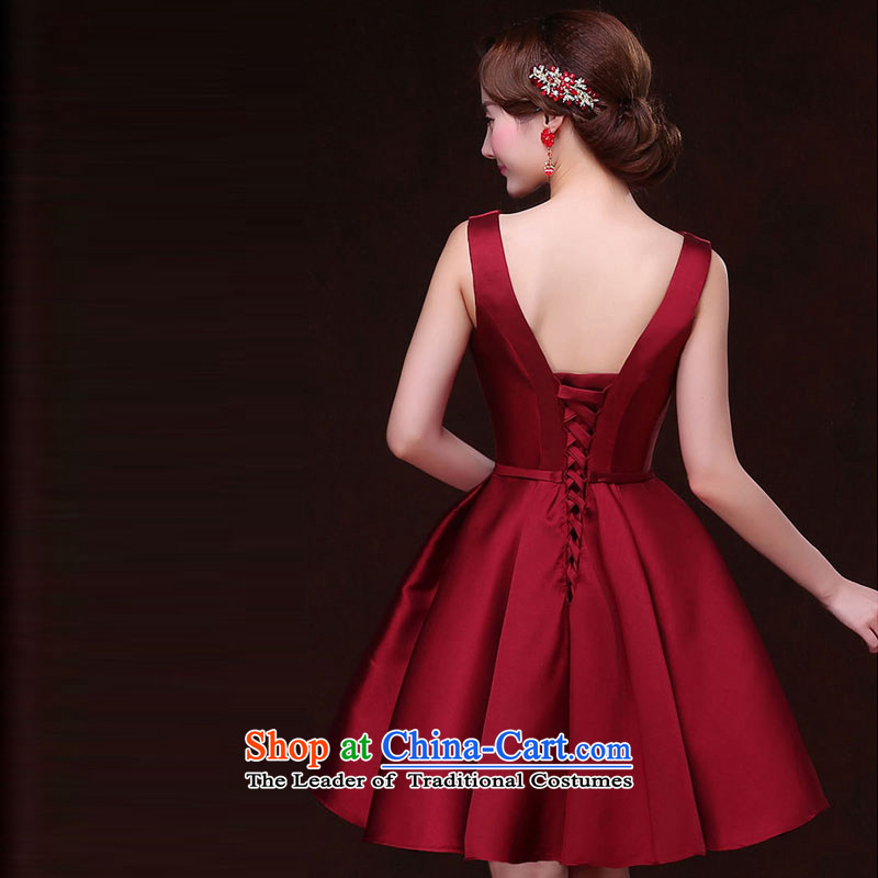Banquet in spring and autumn evening dress short of new evening twill satin bride bows banquet bridesmaid bridesmaid mission su0333 services red Xl,zeki,,, shopping on the Internet